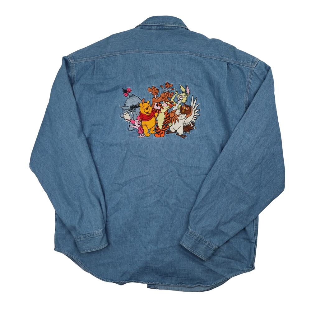 Vintage Disney Winnie the Pooh Embroidered Denim Button Down Shirt